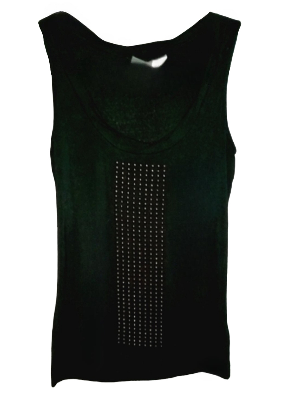 Y2K Studded Black Stretch Knit Tank Top Soundgirl Punk Metal Dot Studs Biker 90s